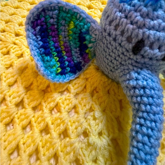 Elephant Crocheted Security Baby Blanket 19x19 Blankie Soothie Handmade - Picture 11 of 12